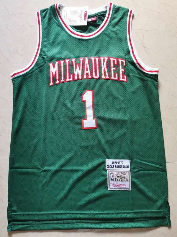 1971/72 Milwaukee Bucks ROBERTSON #1 Green Classics Basketball Jersey (Stitched)