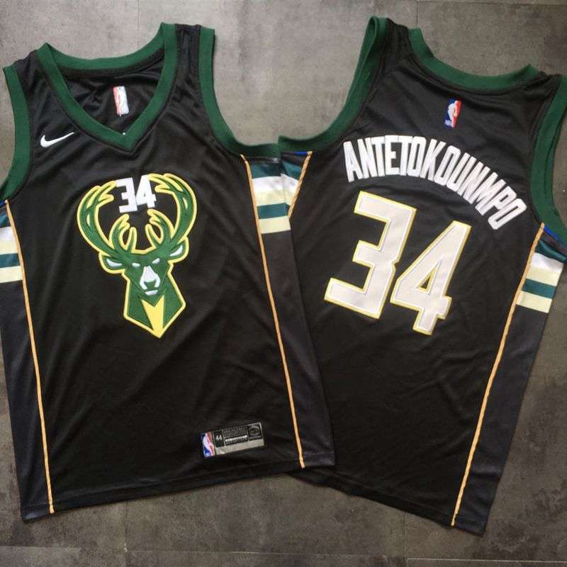 Milwaukee Bucks ANTETOKOUNMPO #34 Black Basketball Jersey (Closely Stitched)