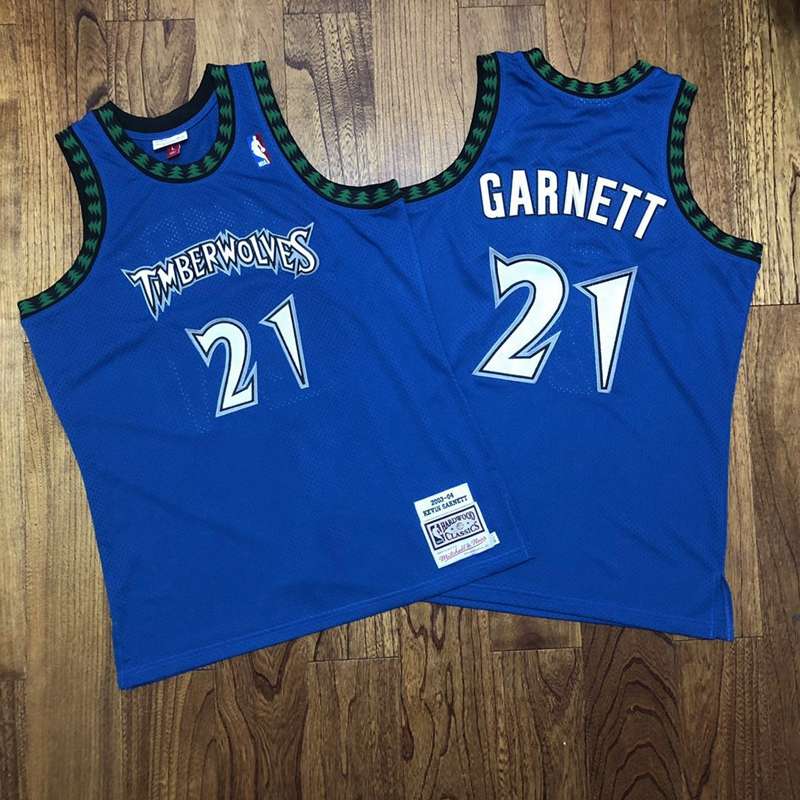 2003/04 Minnesota Timberwolves GARNETT #21 Blue Classics Basketball Jersey (Closely Stitched)