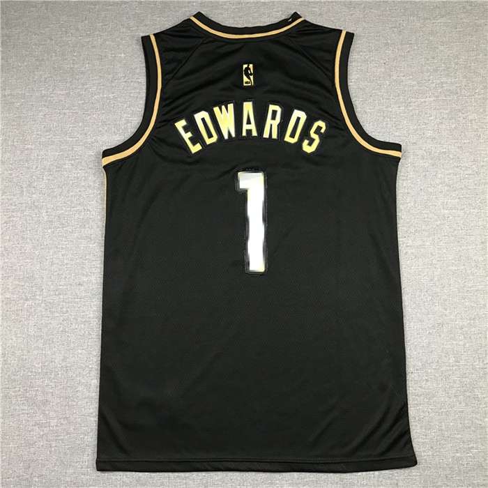 20/21 Minnesota Timberwolves EDWARDS #1 Black Gold Basketball Jersey (Stitched)