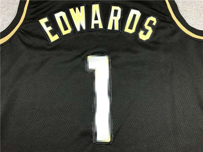 20/21 Minnesota Timberwolves EDWARDS #1 Black Gold Basketball Jersey (Stitched)