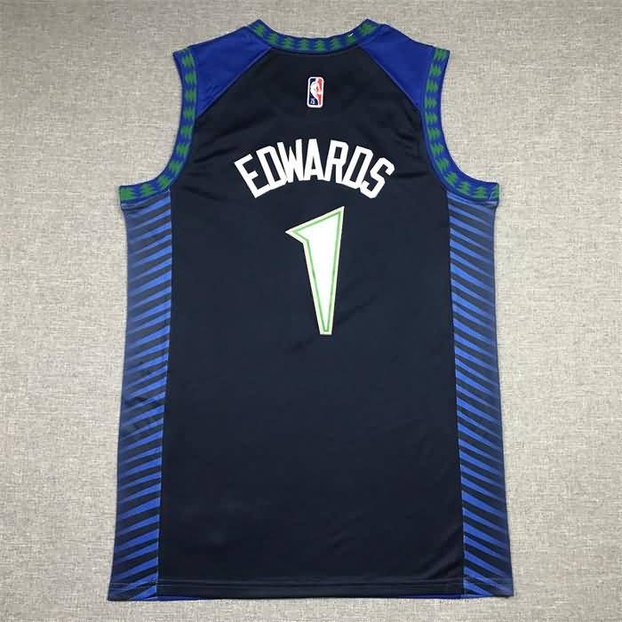 21/22 Minnesota Timberwolves EDWARDS #1 Blue City Basketball Jersey (Stitched)