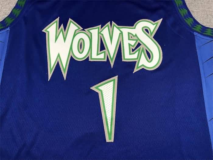 21/22 Minnesota Timberwolves EDWARDS #1 Blue City Basketball Jersey (Stitched)