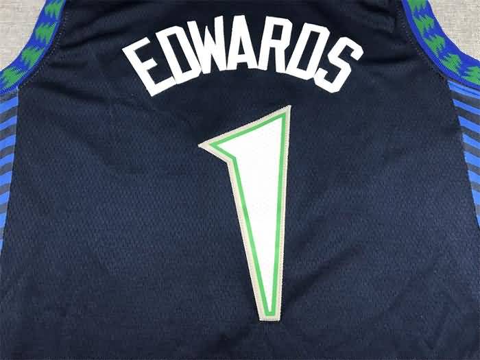 21/22 Minnesota Timberwolves EDWARDS #1 Blue City Basketball Jersey (Stitched)