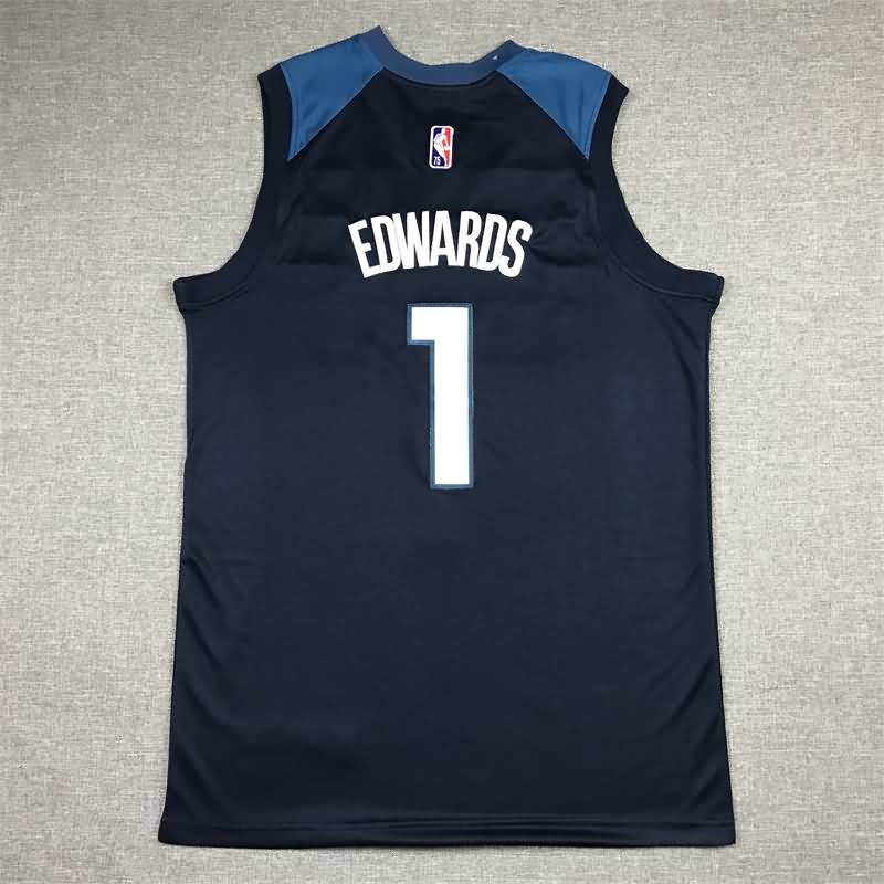 21/22 Minnesota Timberwolves EDWARDS #1 Dark Blue Basketball Jersey (Stitched)