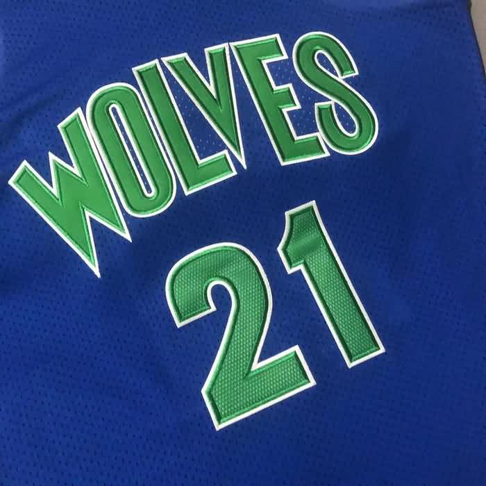 1995/96 Minnesota Timberwolves GARNETT #21 Blue Classics Basketball Jersey (Closely Stitched)