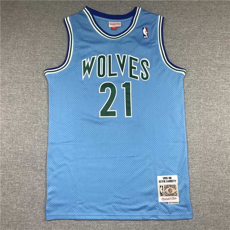 1995/96 Minnesota Timberwolves GARNETT #21 Blue Classics Basketball Jersey (Stitched)