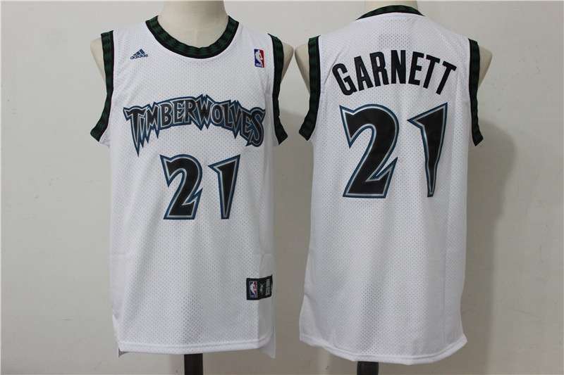 Minnesota Timberwolves GARNETT #21 White Classics Basketball Jersey (Stitched)