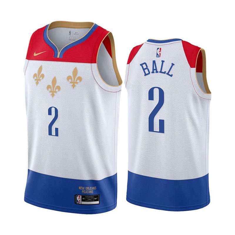 20/21 New Orleans Pelicans BALL #2 White City Basketball Jersey (Stitched)