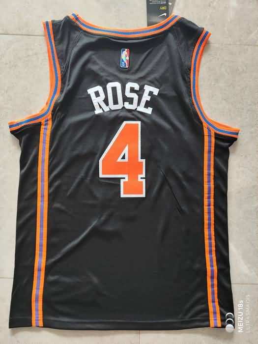 21/22 New York Knicks ROSE #4 Black Basketball Jersey (Stitched)