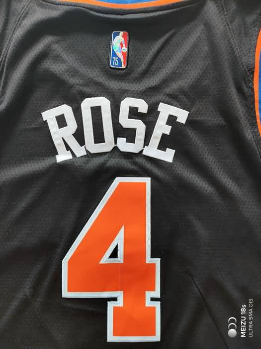 21/22 New York Knicks ROSE #4 Black Basketball Jersey (Stitched)