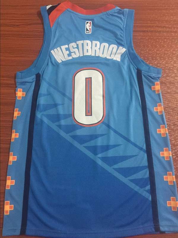 Oklahoma City Thunder WESTBROOK #0 Blue City Basketball Jersey (Stitched)