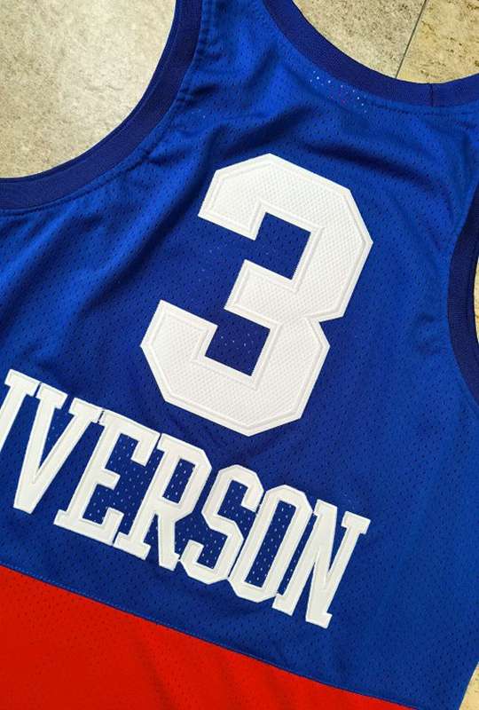 2003/04 Philadelphia 76ers IVERSON #3 Blue Red Classics Basketball Jersey (Closely Stitched)