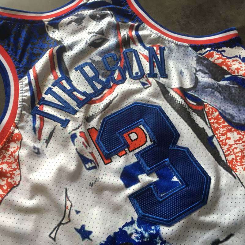 2003 Philadelphia 76ers IVERSON #3 White All Star Classics Basketball Jersey (Closely Stitched)