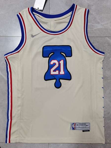 20/21 Philadelphia 76ers EMBIID #21 Cream Basketball Jersey (Stitched)