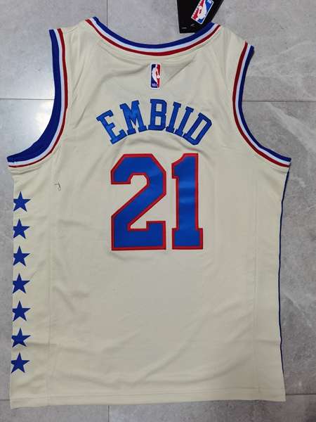 20/21 Philadelphia 76ers EMBIID #21 Cream Basketball Jersey (Stitched)