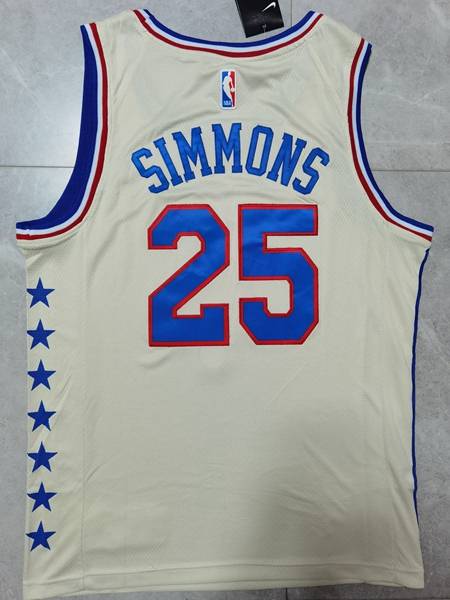 20/21 Philadelphia 76ers SIMMONS #25 Cream Basketball Jersey (Stitched)