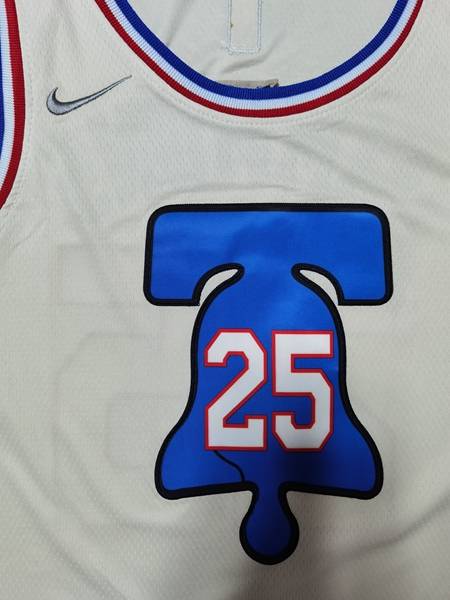 20/21 Philadelphia 76ers SIMMONS #25 Cream Basketball Jersey (Stitched)