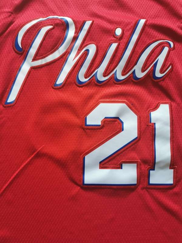 2020 Philadelphia 76ers EMBIID #21 Red Basketball Jersey (Stitched)