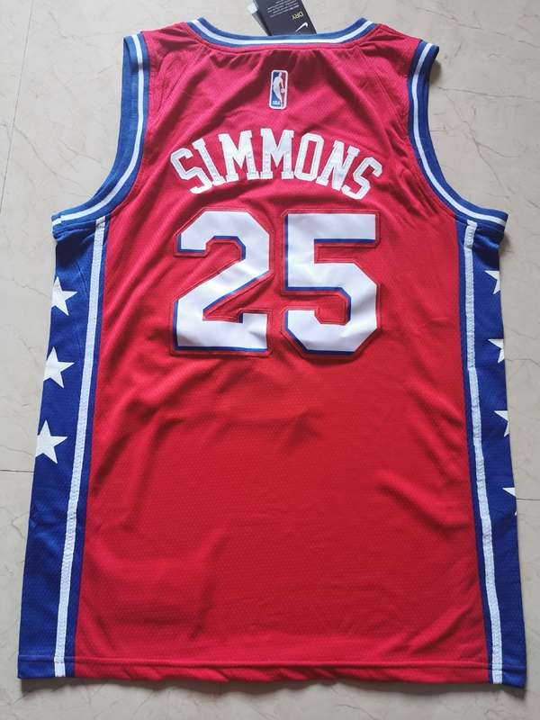 2020 Philadelphia 76ers SIMMONS #25 Red Basketball Jersey (Stitched)