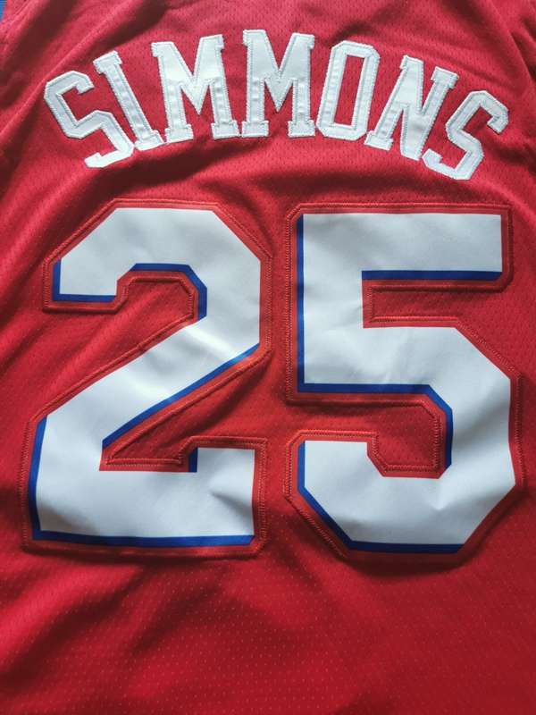 2020 Philadelphia 76ers SIMMONS #25 Red Basketball Jersey (Stitched)