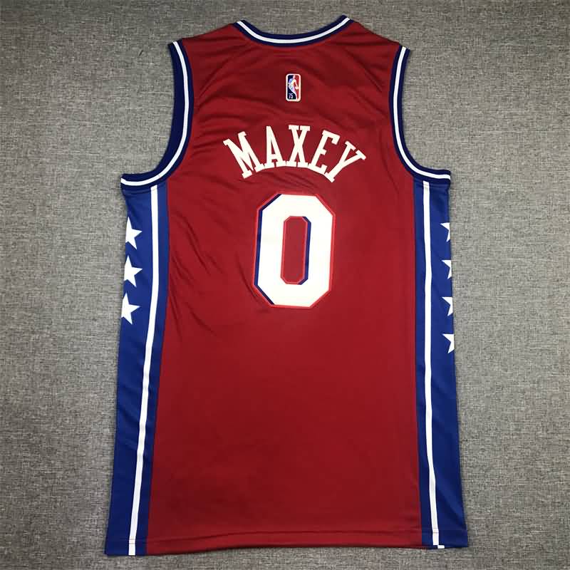 21/22 Philadelphia 76ers MAXEY #0 Red AJ Basketball Jersey (Stitched)