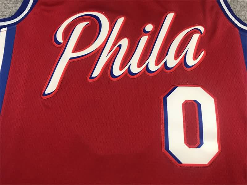 21/22 Philadelphia 76ers MAXEY #0 Red AJ Basketball Jersey (Stitched)