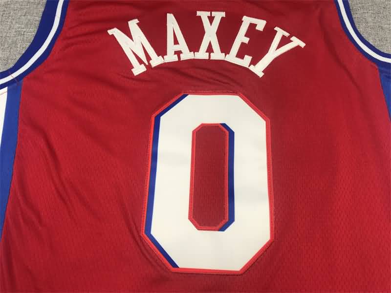 21/22 Philadelphia 76ers MAXEY #0 Red AJ Basketball Jersey (Stitched)