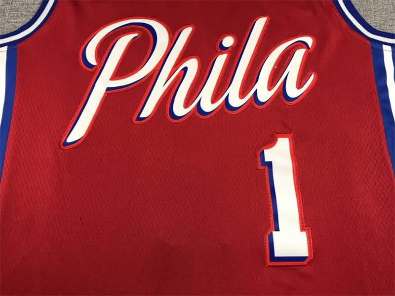 21/22 Philadelphia 76ers HARDEN #1 Red AJ Basketball Jersey (Stitched)