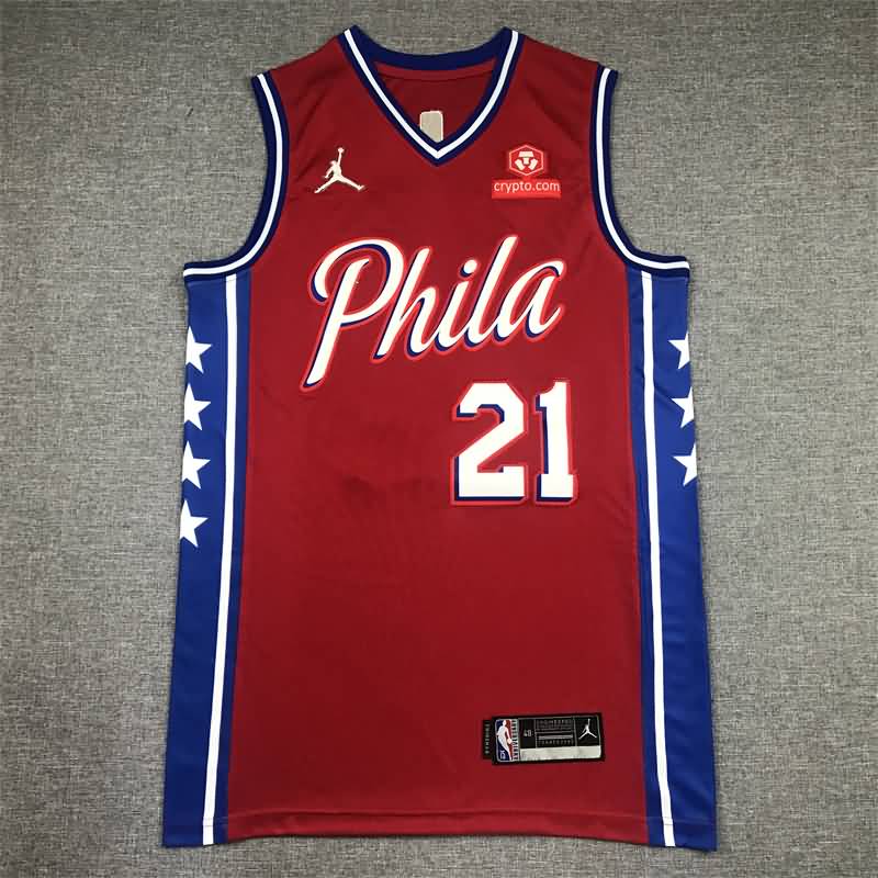 21/22 Philadelphia 76ers EMBIID #21 Red AJ Basketball Jersey (Stitched)