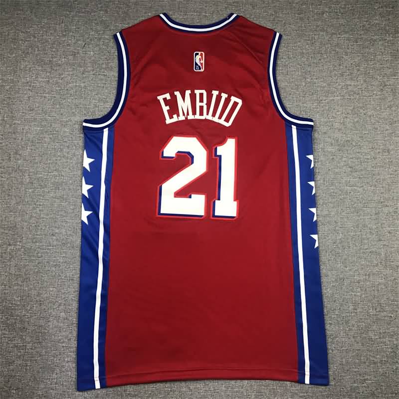 21/22 Philadelphia 76ers EMBIID #21 Red AJ Basketball Jersey (Stitched)