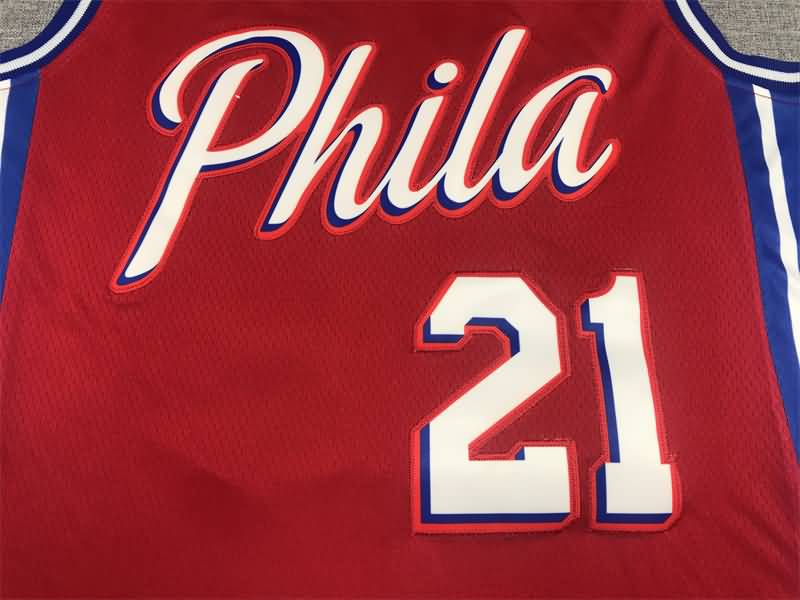 21/22 Philadelphia 76ers EMBIID #21 Red AJ Basketball Jersey (Stitched)