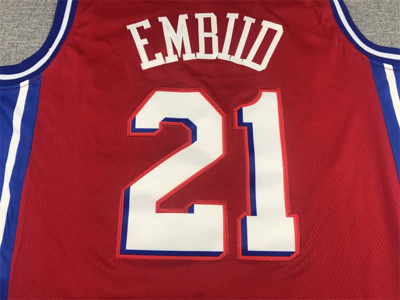 21/22 Philadelphia 76ers EMBIID #21 Red AJ Basketball Jersey (Stitched)