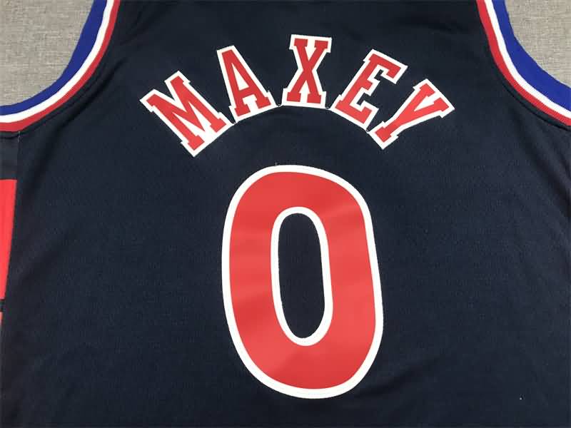 21/22 Philadelphia 76ers MAXEY #0 Dark Blue City Basketball Jersey (Stitched)