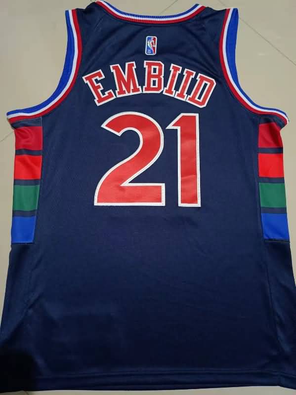 21/22 Philadelphia 76ers EMBIID #21 Dark Blue City Basketball Jersey (Stitched)