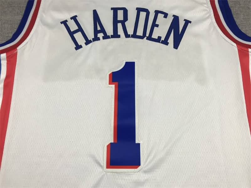 21/22 Philadelphia 76ers HARDEN #1 White Basketball Jersey (Stitched)