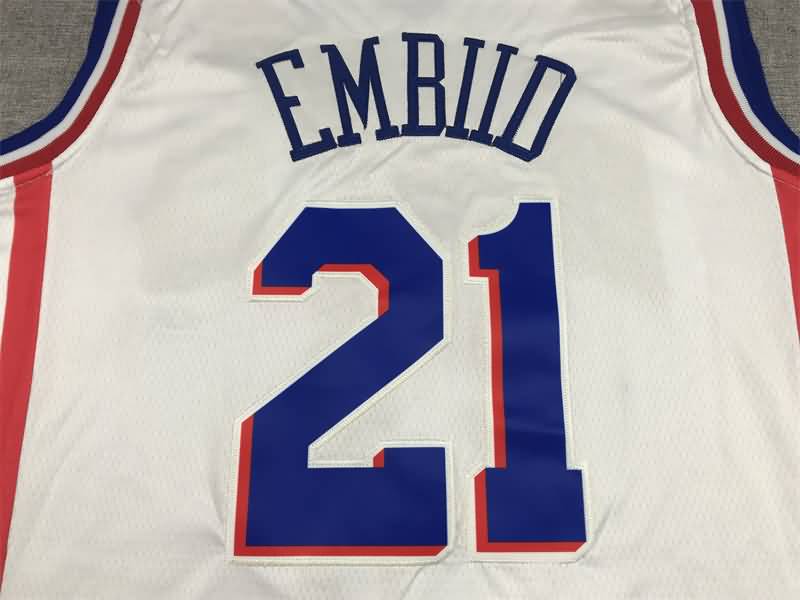 21/22 Philadelphia 76ers EMBIID #21 White Basketball Jersey (Stitched)