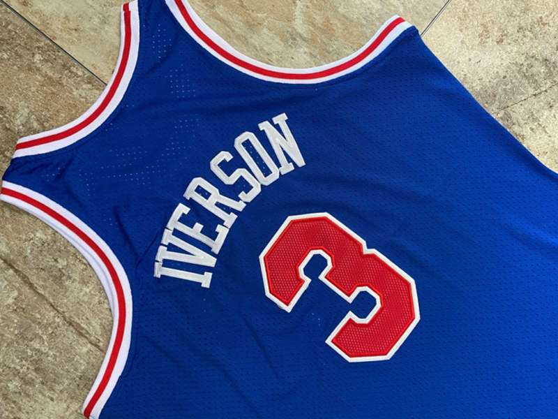 1996/97 Philadelphia 76ers IVERSON #3 Blue Classics Basketball Jersey (Closely Stitched)