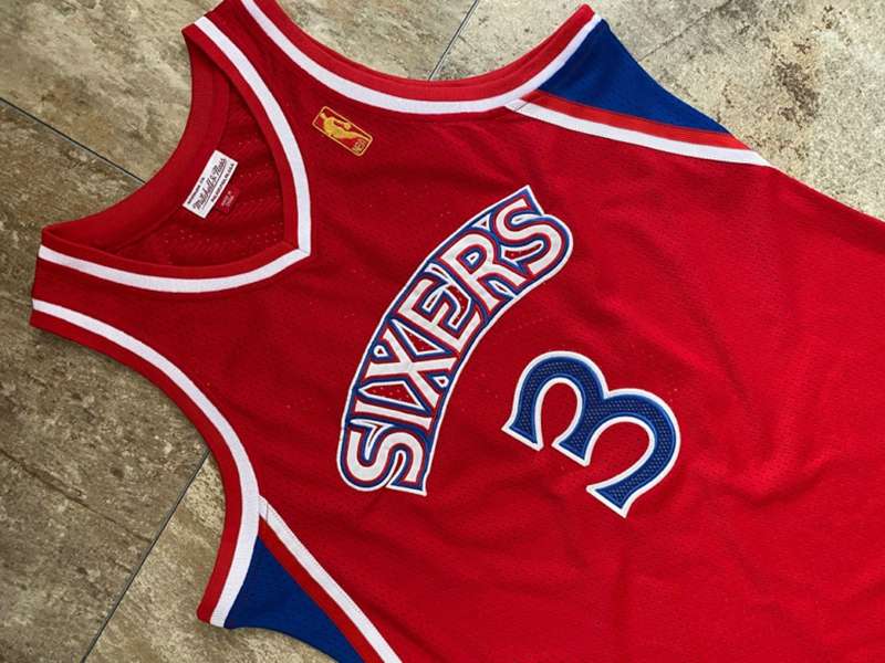 1996/97 Philadelphia 76ers IVERSON #3 Red Classics Basketball Jersey (Closely Stitched)