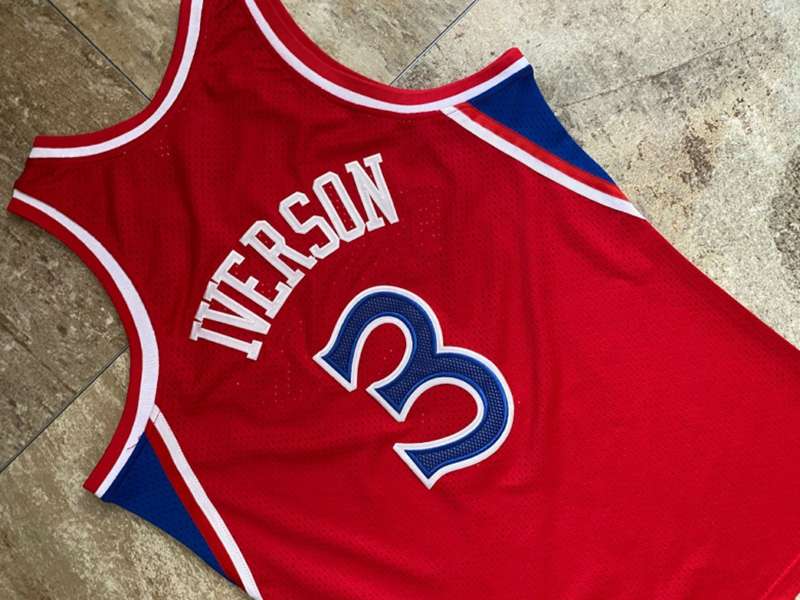 1996/97 Philadelphia 76ers IVERSON #3 Red Classics Basketball Jersey (Closely Stitched)