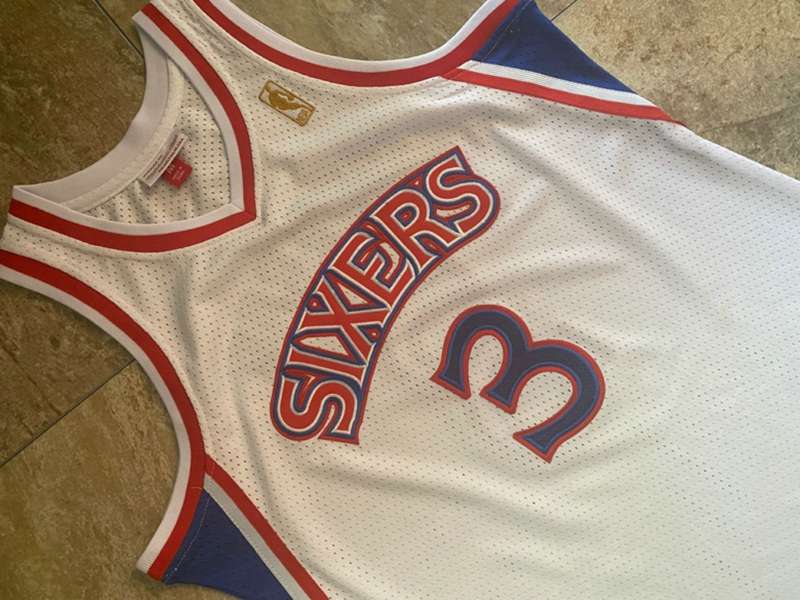 1996/97 Philadelphia 76ers IVERSON #3 White Classics Basketball Jersey (Closely Stitched)