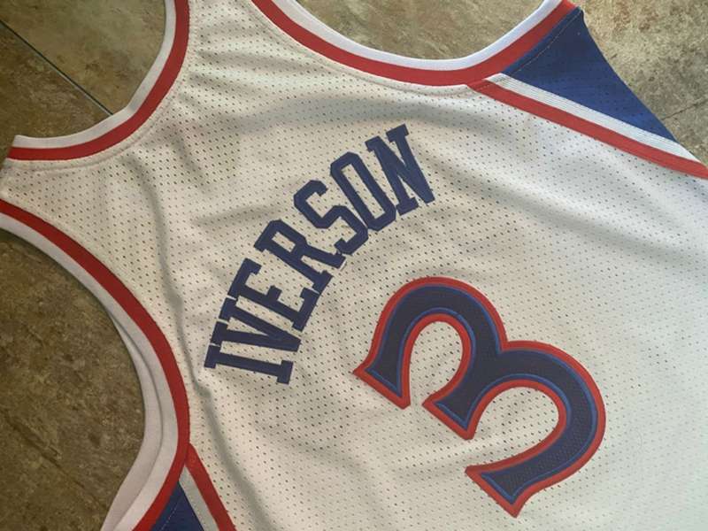 1996/97 Philadelphia 76ers IVERSON #3 White Classics Basketball Jersey (Closely Stitched)