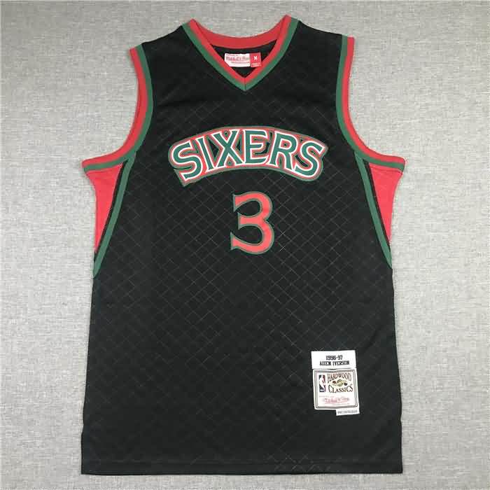 1996/97 Philadelphia 76ers IVERSON #3 Black Classics Basketball Jersey (Stitched)
