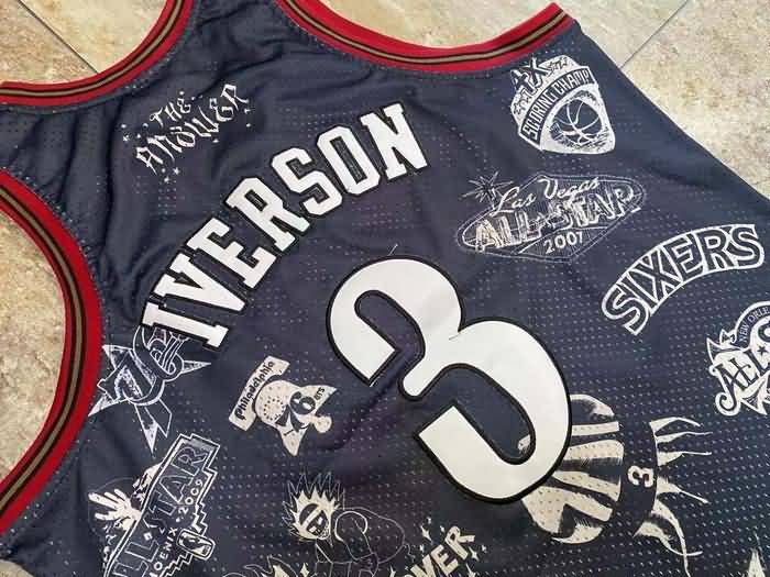 1997/98 Philadelphia 76ers IVERSON #3 Black Classics Basketball Jersey 04 (Closely Stitched)