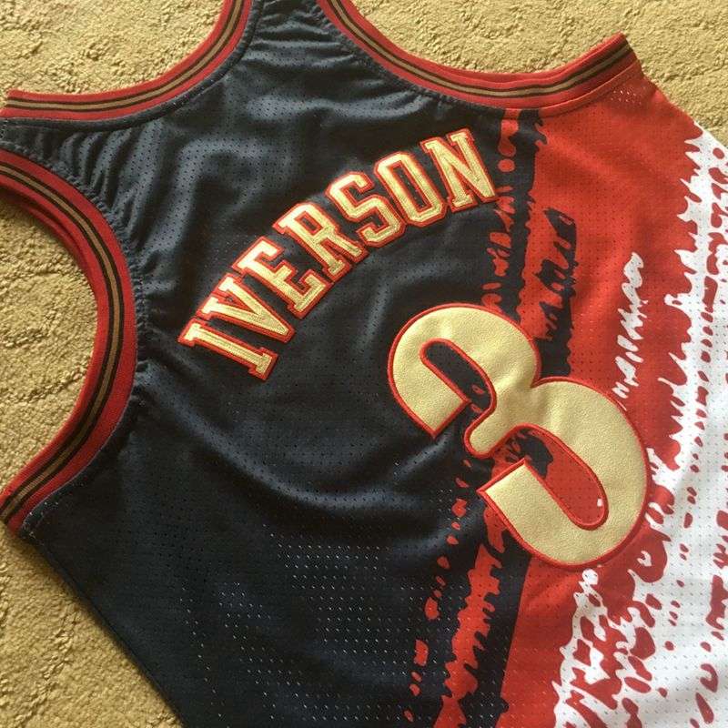 1997/98 Philadelphia 76ers IVERSON #3 Black White Classics Basketball Jersey (Closely Stitched)