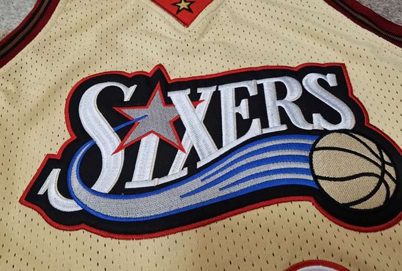 1997/98 Philadelphia 76ers IVERSON #3 Gold Classics Basketball Jersey (Closely Stitched)