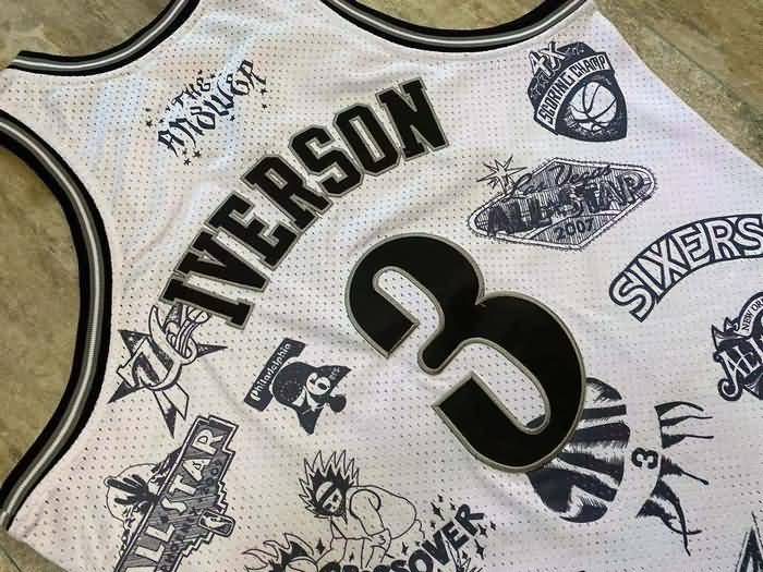 1997/98 Philadelphia 76ers IVERSON #3 White Classics Basketball Jersey 02 (Closely Stitched)