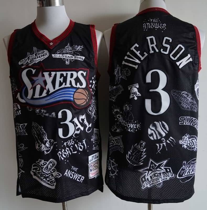 1997/98 Philadelphia 76ers IVERSON #3 Black Classics Basketball Jersey (Stitched)