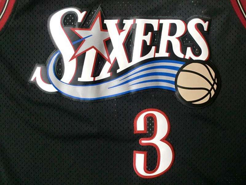 Philadelphia 76ers IVERSON #3 Black Classics Basketball Jersey (Stitched)