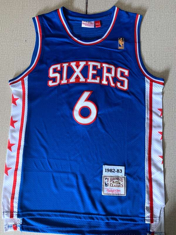 Philadelphia 76ers ERVING #6 Blue Classics Basketball Jersey (Stitched)